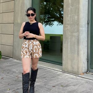 H&M gold detail printed shorts